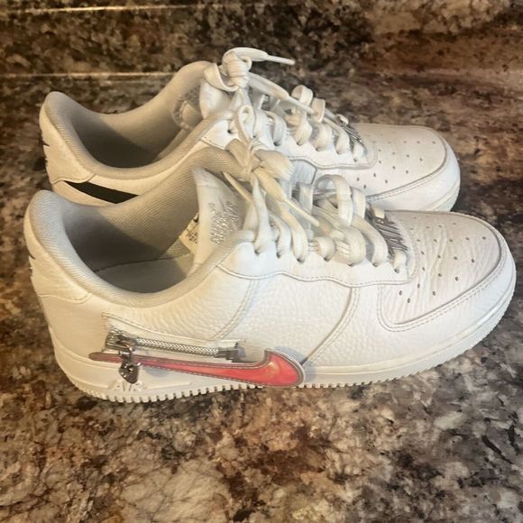 Nike Other - NIKE AIR FORCE 1 07 PRM "ZIP SWOOSH" WHITE BLACK BARELY VOLT SZ 7 CW6558-100